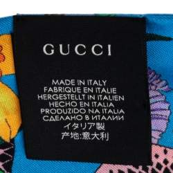 مملوكة مسبقًا Gucci Blue Flora Snake Print Silk Scarf