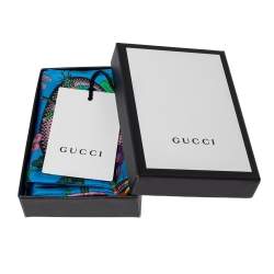 مملوكة مسبقًا Gucci Blue Flora Snake Print Silk Scarf
