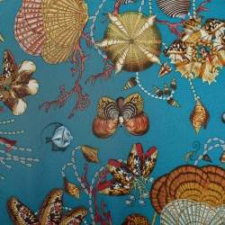 Pre Owned وشاح غوتشي حرير نقشة مائية أزرق