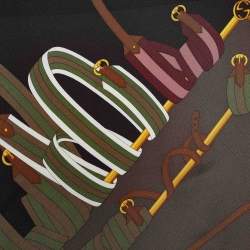 Pre Owned Gucci Black Equestrian Print Silk Scarf