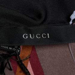 Pre Owned Gucci Black Equestrian Print Silk Scarf