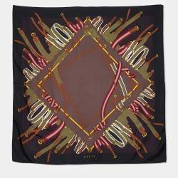 Pre Owned Gucci Black Equestrian Print Silk Scarf