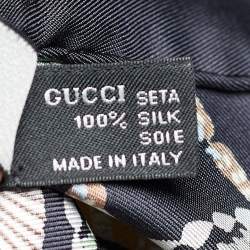 مملوكة مسبقًا وشاح غوتشي حرير أسود مطبوع اكواتيك 