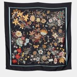 مملوكة مسبقًا وشاح غوتشي حرير أسود مطبوع اكواتيك 