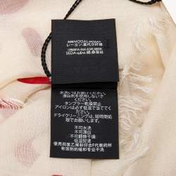 Pre Owned Gucci Cream and Red GG Ghost Print Modal & Silk Blend Scarf 