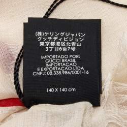 Pre Owned Gucci Cream and Red GG Ghost Print Modal & Silk Blend Scarf 