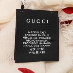 Pre Owned Gucci Cream and Red GG Ghost Print Modal & Silk Blend Scarf 