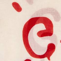 Pre Owned Gucci Cream and Red GG Ghost Print Modal & Silk Blend Scarf 