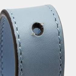 Pre Owned Gucci Blue Leather GG Marmont Buckle Slim Belt 95 CM