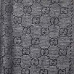 مملوكة مسبقًا Gucci Grey GG Jacquard Wool Scarf