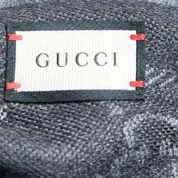 مملوكة مسبقًا Gucci Grey GG Jacquard Wool Scarf