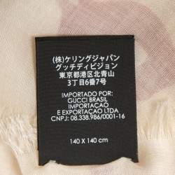 Pre Owned Gucci Cream and Red GG Ghost Writers Print Modal & Silk Blend Scarf
