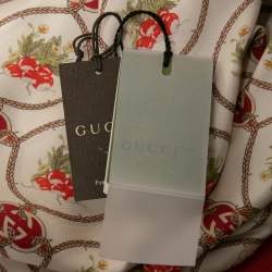 Gucci 100 Cream/Red Silk Monogram Floral Print Stole