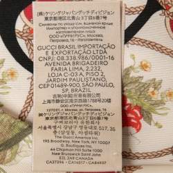 Gucci 100 Cream/Red Silk Monogram Floral Print Stole