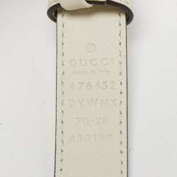 Pre Owned حزام غوتسي جلد أسود جي جي مارمونت مزخرف كريستال رفيع 90 سم