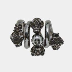 Pre Owned Gucci Icon Antique Silver-Plated Brass Statement Ring Sz. 5.5