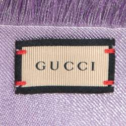 Pre Owned Gucci Lilac GG Lamé Jacquard Wool & Silk Shawl