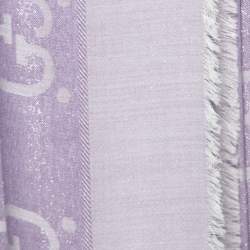 Pre Owned Gucci Lilac GG Lamé Jacquard Wool & Silk Shawl