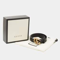 Gucci Black Leather GG Marmont Buckle Belt 80CM