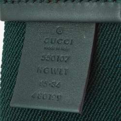 Gucci Green/Red Elastic Web Double G Buckle Belt 85CM