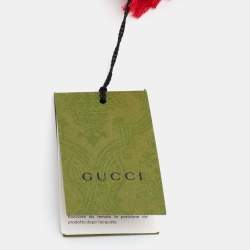 Gucci Red Logo Jacquard Silk & Wool Scarf