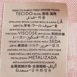 Gucci Light Pink Logo Lame jacquard Silk & Wool Scarf