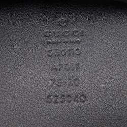 Pre Owned Gucci Black Leather GG Crystals Wide Belt 75CM