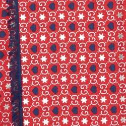 Gucci Red & Blue Heart and Star Printed Modal & Silk Square Scarf