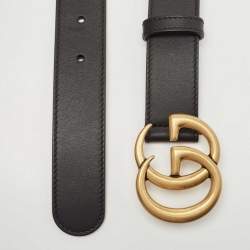 Pre Owned Gucci Black Leather GG Marmont Belt 75CM
