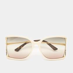 Gucci Cream/Brown Gradient Oversized Rectangle Sunglasses