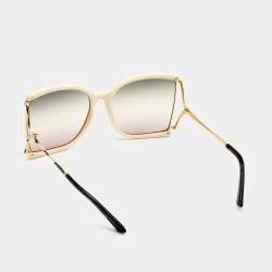 Gucci Cream/Brown Gradient Oversized Rectangle Sunglasses