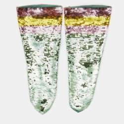 Pre Owned Gucci Green Webright Sequin Socks S