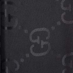 Pre Owned Gucci Black Logo Jacquard Silk & Wool Shawl