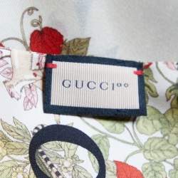 Pre Owned Gucci 100 Cream/Red year of Tiger Printed Silk Stole