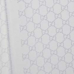 مملوكة مسبقًا Gucci Silver Lame & Cotton Logo Monogram Scarf