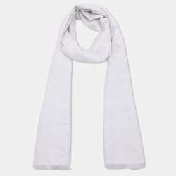 مملوكة مسبقًا Gucci Silver Lame & Cotton Logo Monogram Scarf