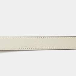 Gucci White GG Supreme Canvas and Leather Double G Slim Belt 100CM