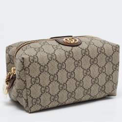 Gucci Beige GG Supreme Canvas Ophidia Cosmetic Case