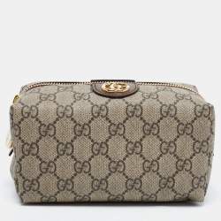 Gucci Beige GG Supreme Canvas Ophidia Cosmetic Case