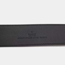 Gucci Black Leather GG Marmont Buckle Belt 80CM