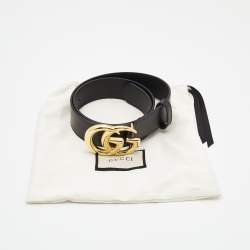 Gucci Black Leather GG Marmont Buckle Belt 80CM