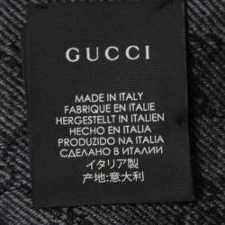 Gucci Navy Blue/Grey GG Jacquard Wool Lonar Reversible Scarf