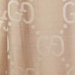 مملوكة مسبقًا Gucci Beige Logo Jacquard Wool & Silk Shawl