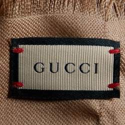 مملوكة مسبقًا Gucci Beige Logo Jacquard Wool & Silk Shawl