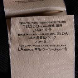 Pre Owned Gucci Black Logo Jacquard Wool & Silk Shawl