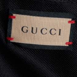 Pre Owned Gucci Black Logo Jacquard Wool & Silk Shawl