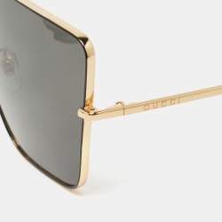 Pre Owned Gucci Black/Gold GG0436S Square Sunglasses