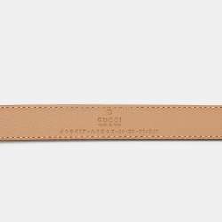 مملوكة مسبقًا حزام  خصر غوتشي GG جلد بيج / بني  رفيع بإبزيم 85 سم