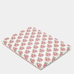 مملوكة مسبقًا Gucci Red/Beige GG Supreme Apple Print Modal & Silk Shawl