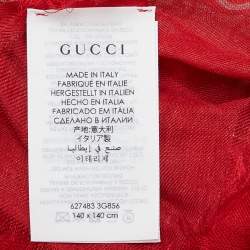 مملوكة مسبقًا Gucci Red/Beige GG Supreme Apple Print Modal & Silk Shawl